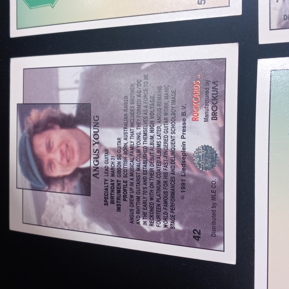 1991 Vintage Set of 6 AC/DC Rock Cards Trading Cards - Picture 12 of 17
